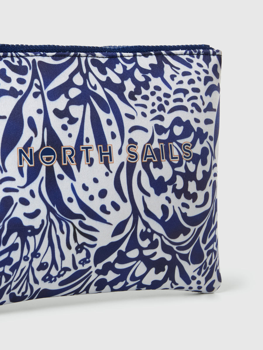 Pouch in scuba con stampa corallo