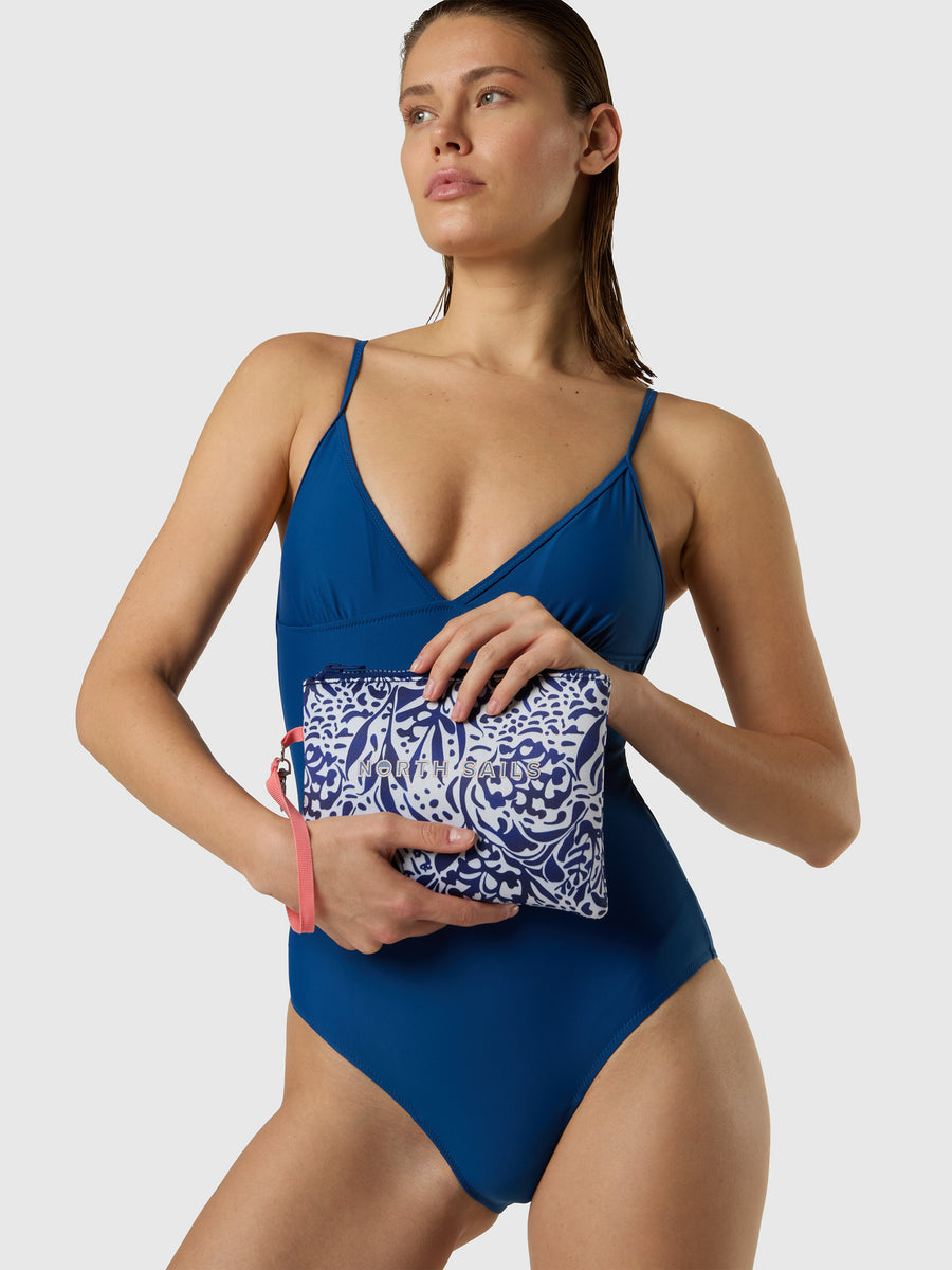 Pouch in scuba con stampa corallo