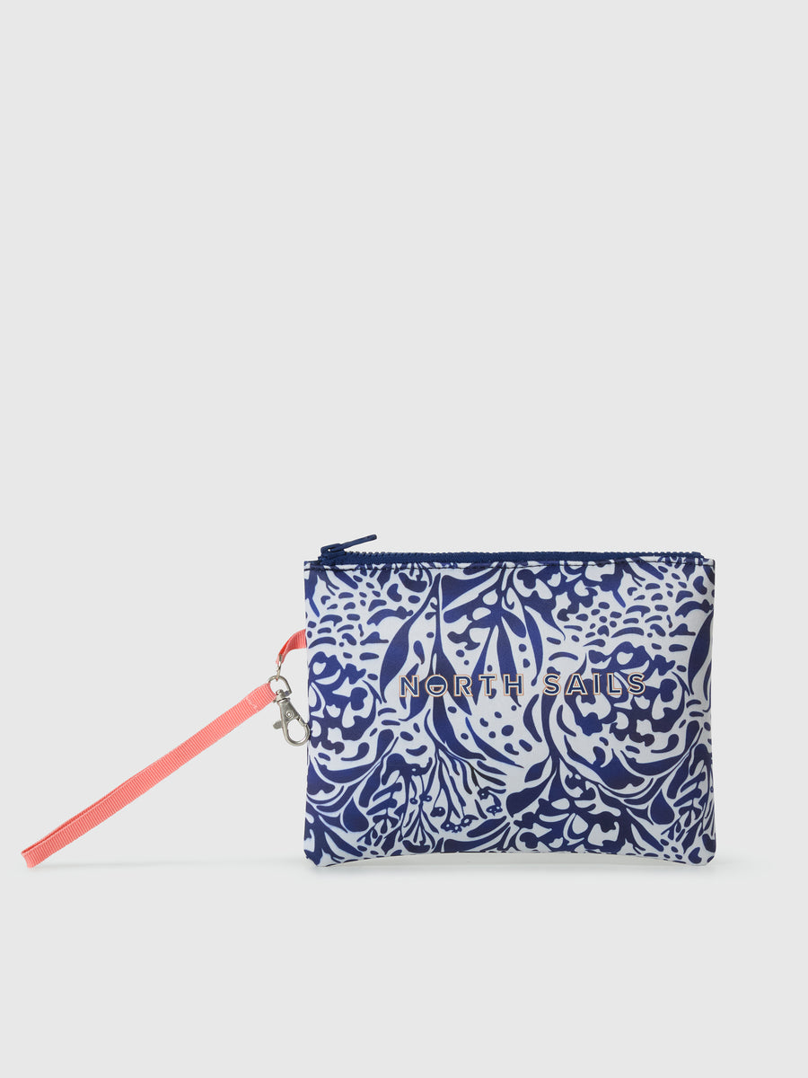 Pouch in scuba con stampa corallo