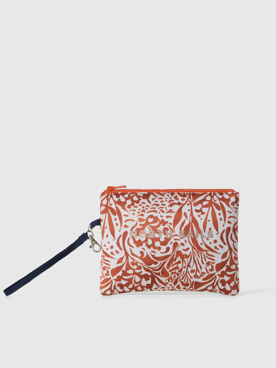 Pouch in scuba con stampa corallo
