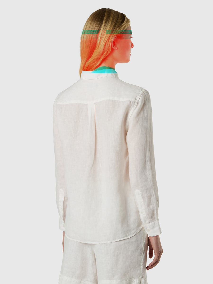 Camicia in lino con logo ricamato
