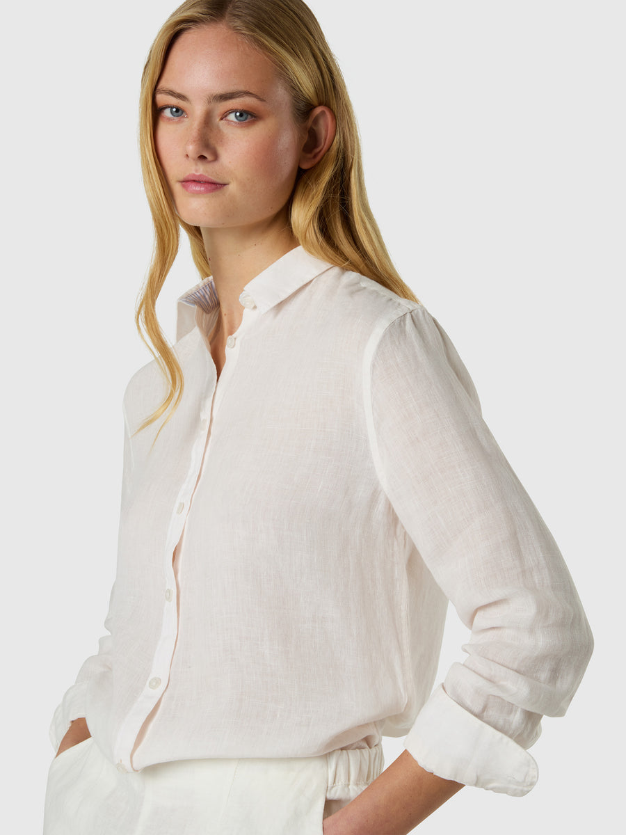 Camicia in lino con logo ricamato