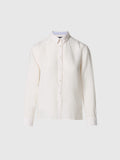 Camicia in lino con logo ricamato