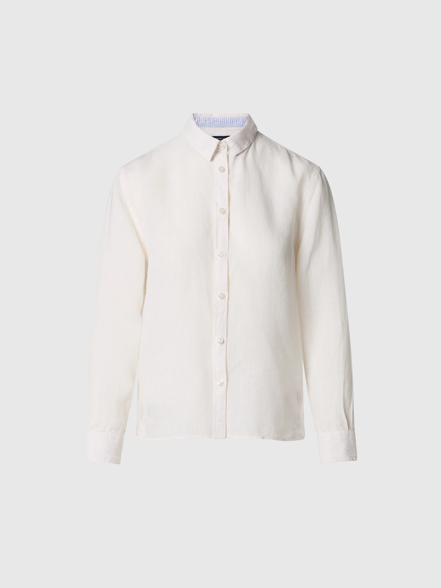 Camicia in lino con logo ricamato