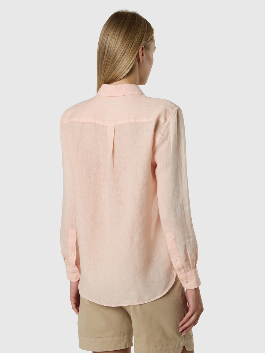 Camicia in lino con logo ricamato