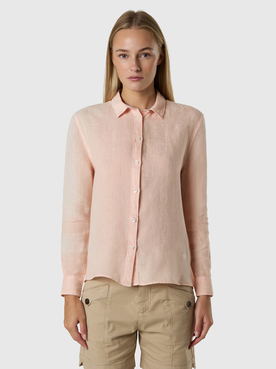 Camicia in lino con logo ricamato