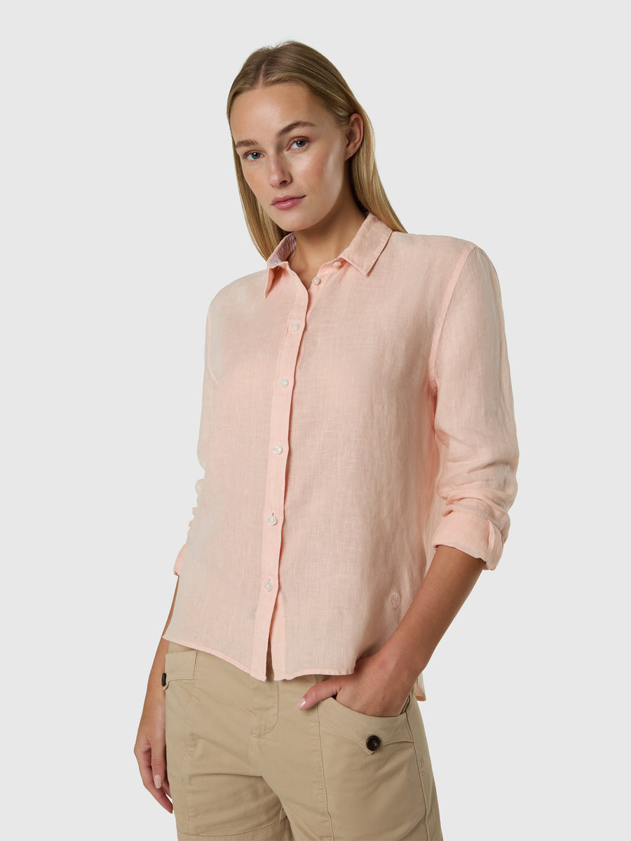 Camicia in lino con logo ricamato
