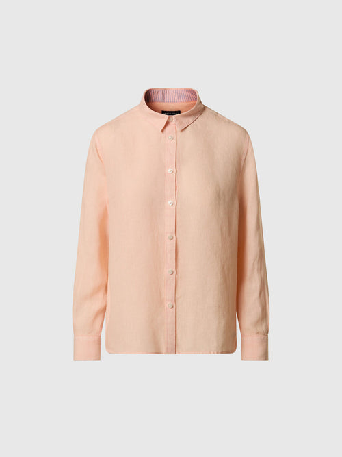 Camicia in lino con logo ricamato