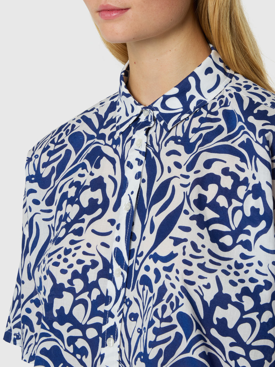 Camicia in mussola con stampa corallo