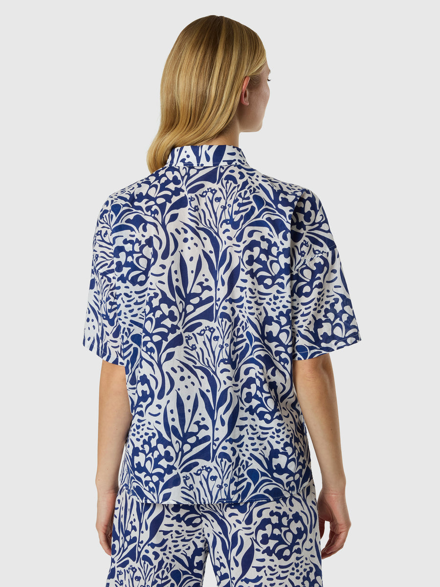 Camicia in mussola con stampa corallo