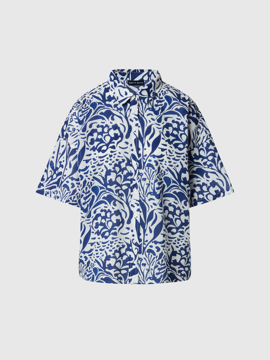 Camicia in mussola con stampa corallo