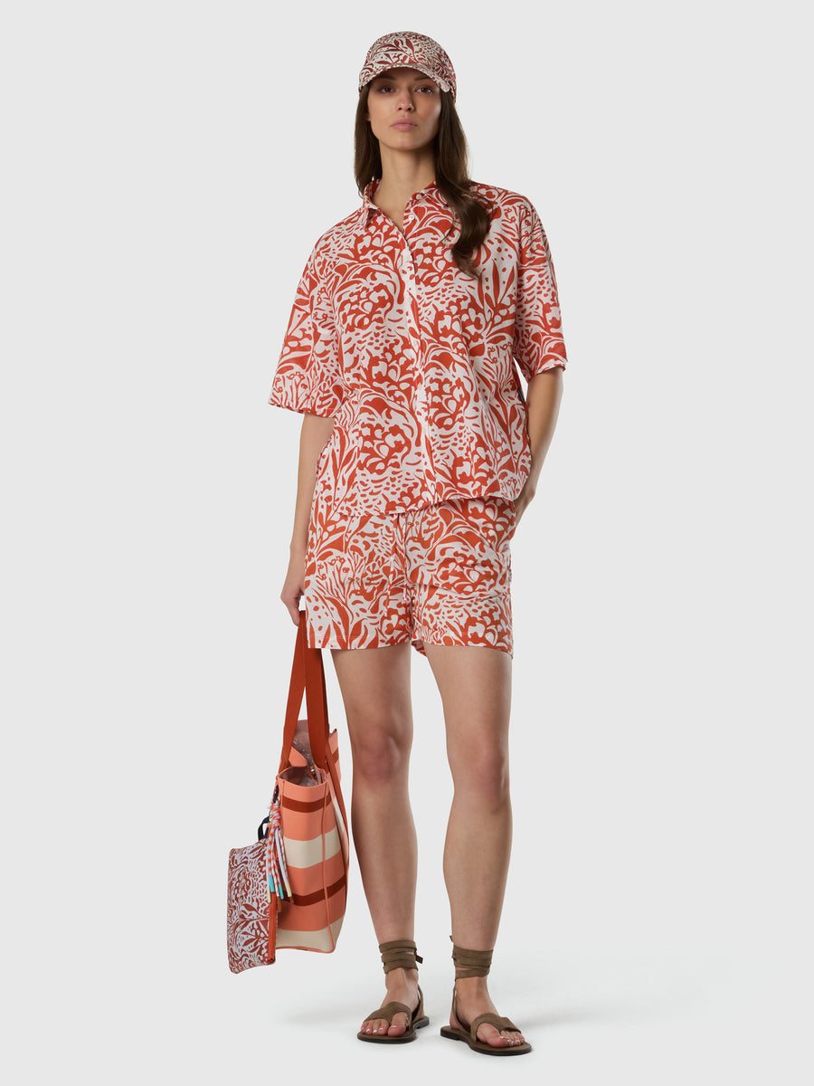 Camicia in mussola con stampa corallo
