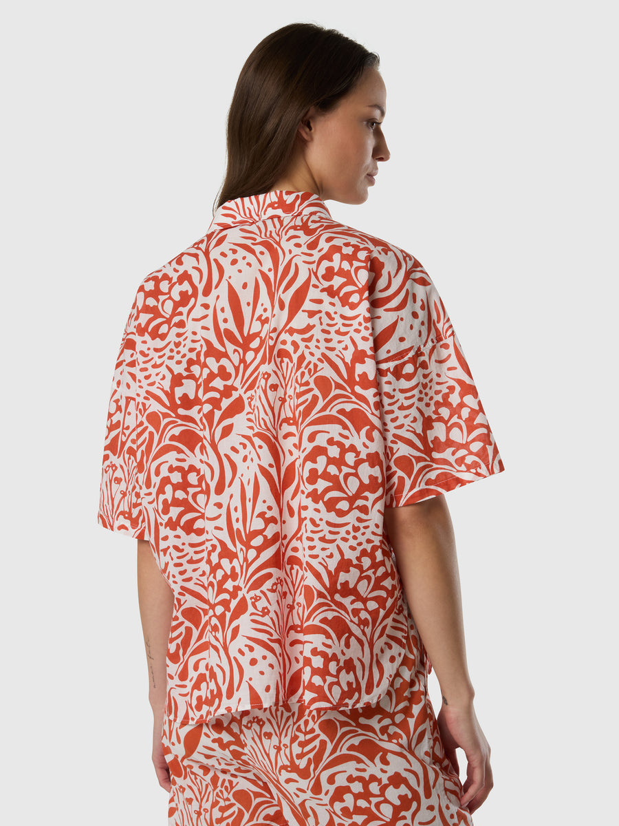 Camicia in mussola con stampa corallo