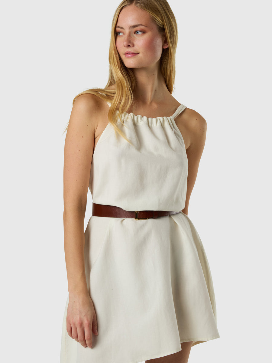Abito con scollatura arricciata e coulisse