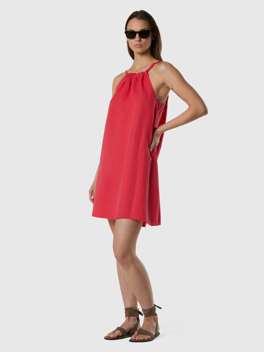 Abito con scollatura arricciata e coulisse