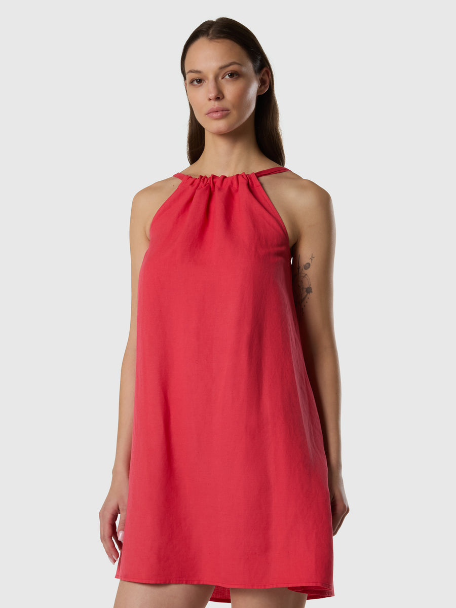 Abito con scollatura arricciata e coulisse