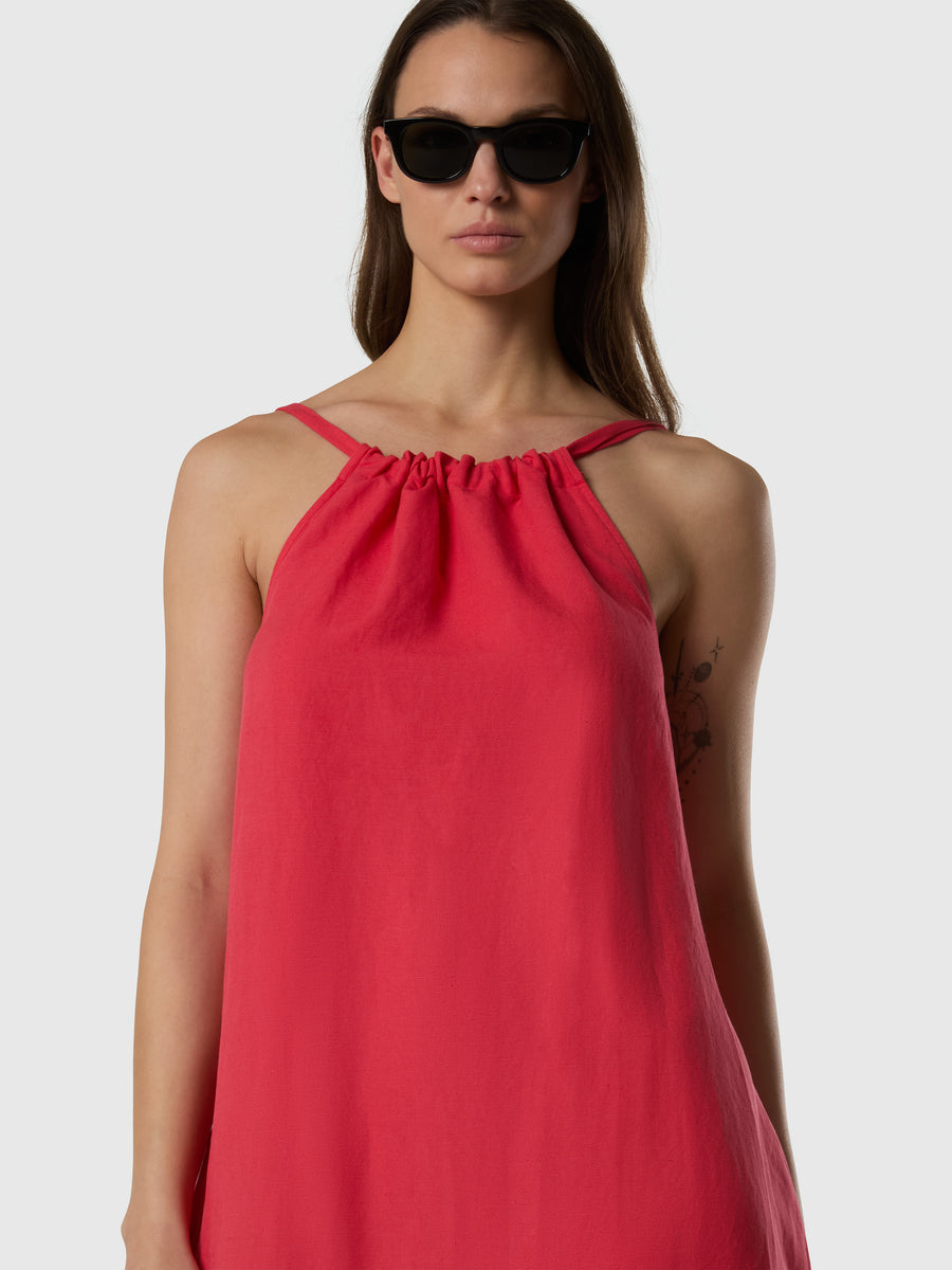 Abito con scollatura arricciata e coulisse