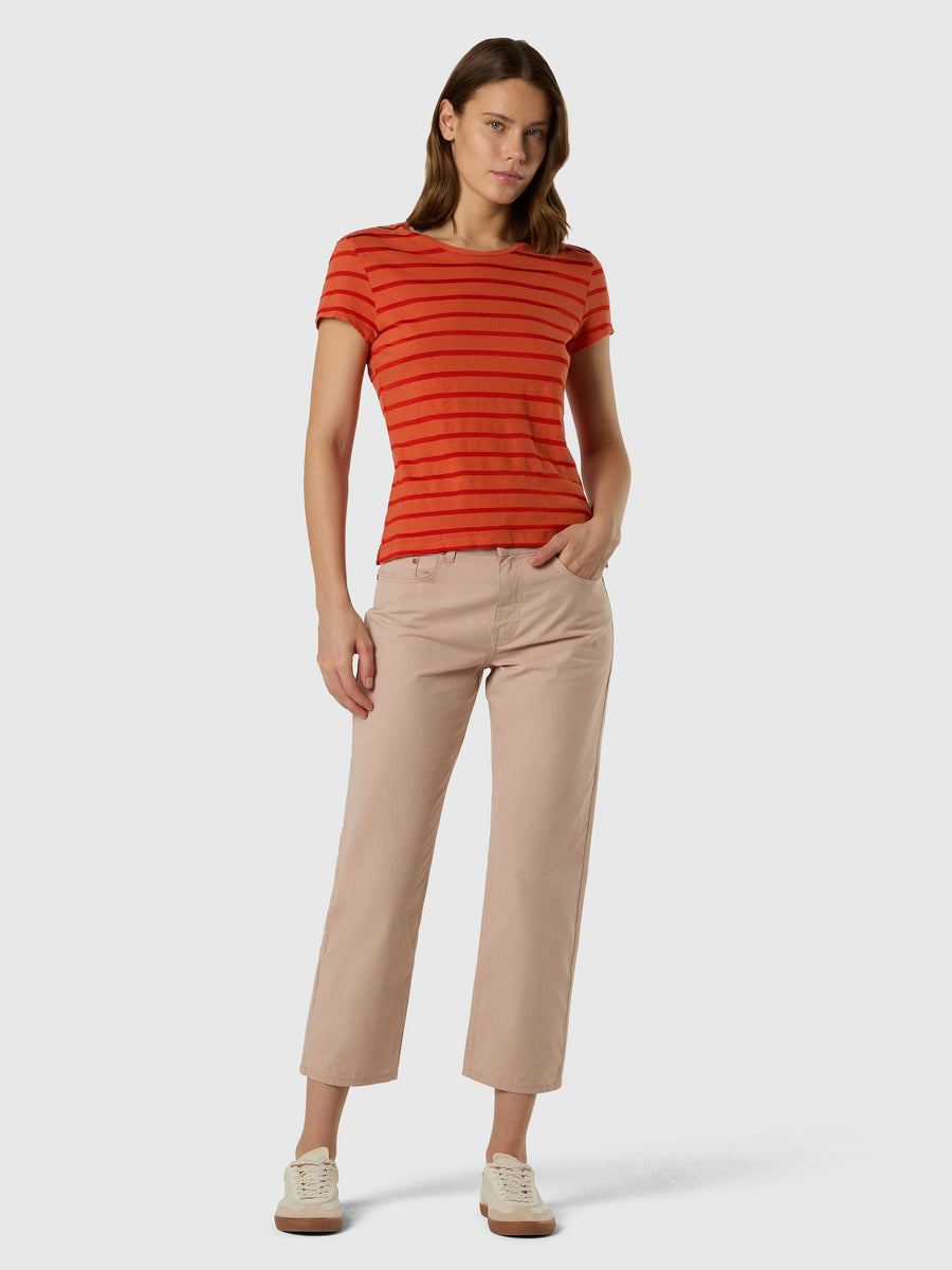 T-shirt a righe fiammata