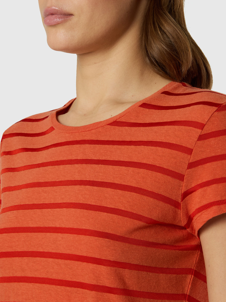 T-shirt a righe fiammata