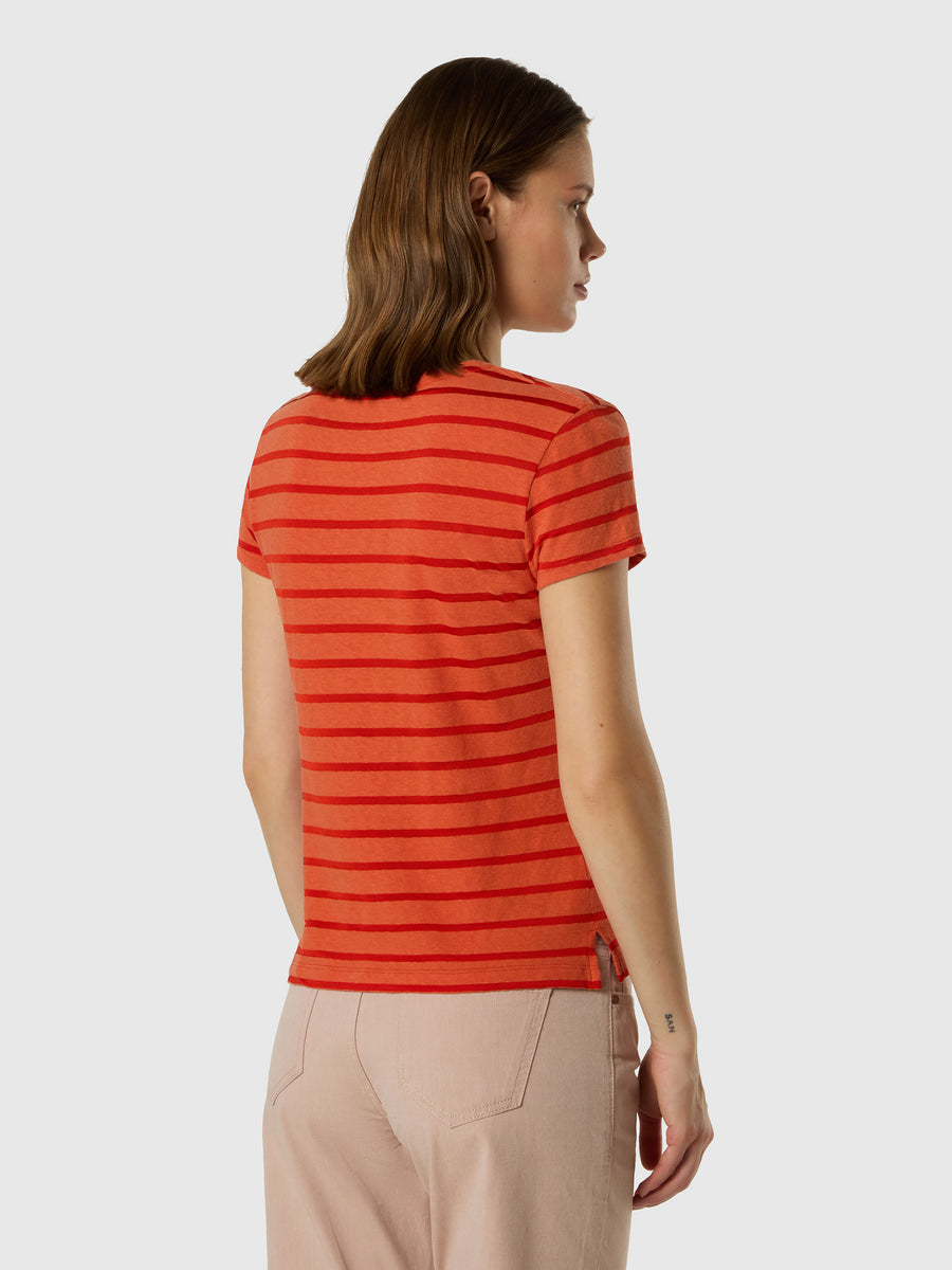 T-shirt a righe fiammata