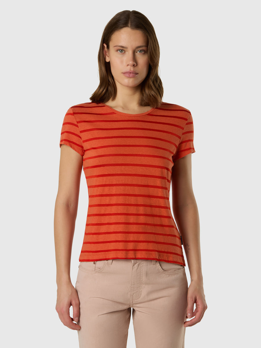 T-shirt a righe fiammata