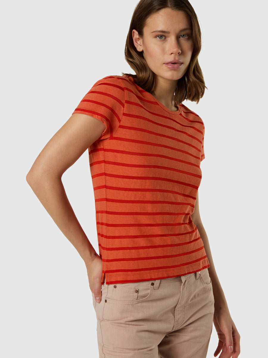 T-shirt a righe fiammata