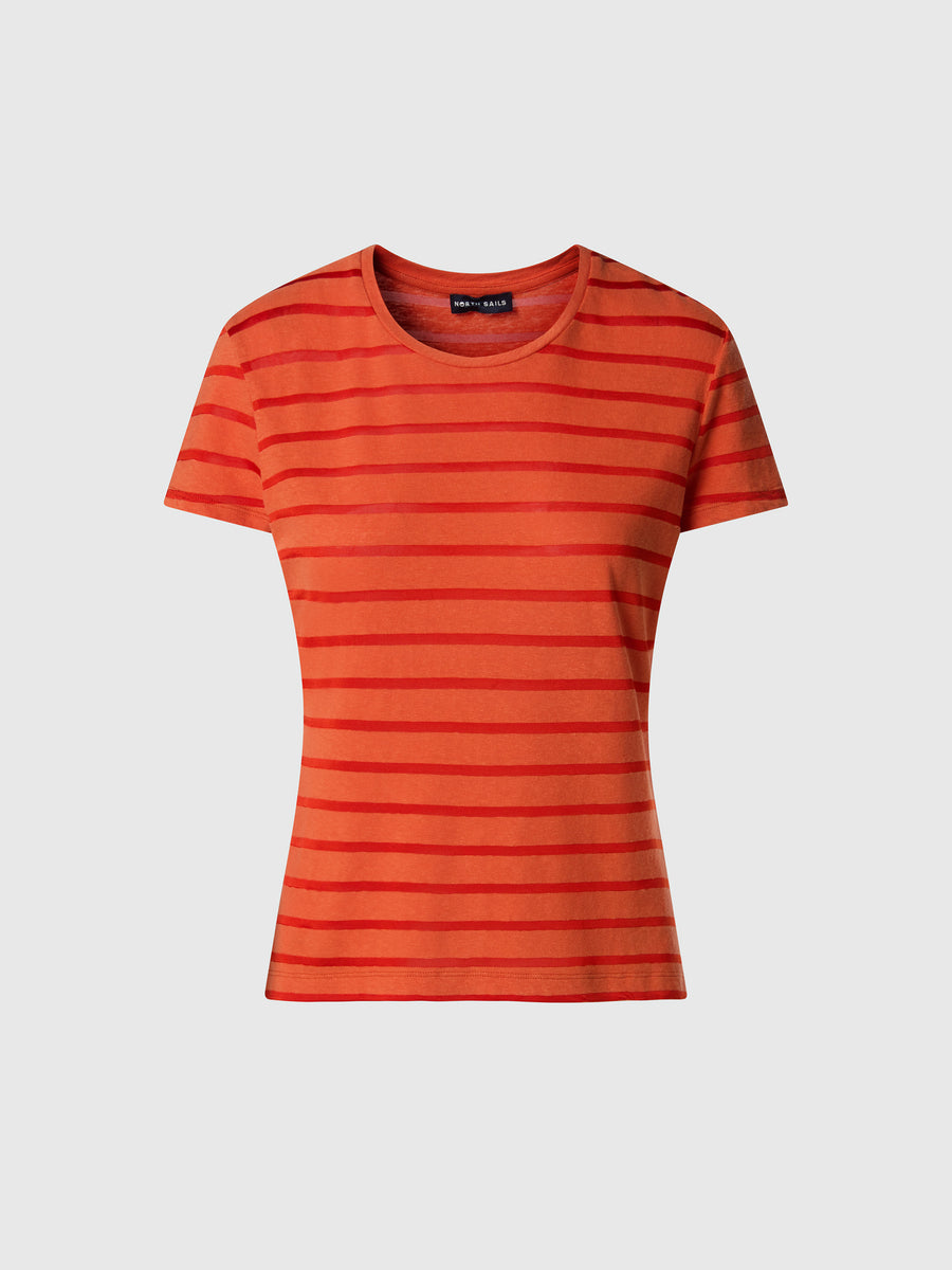 T-shirt a righe fiammata