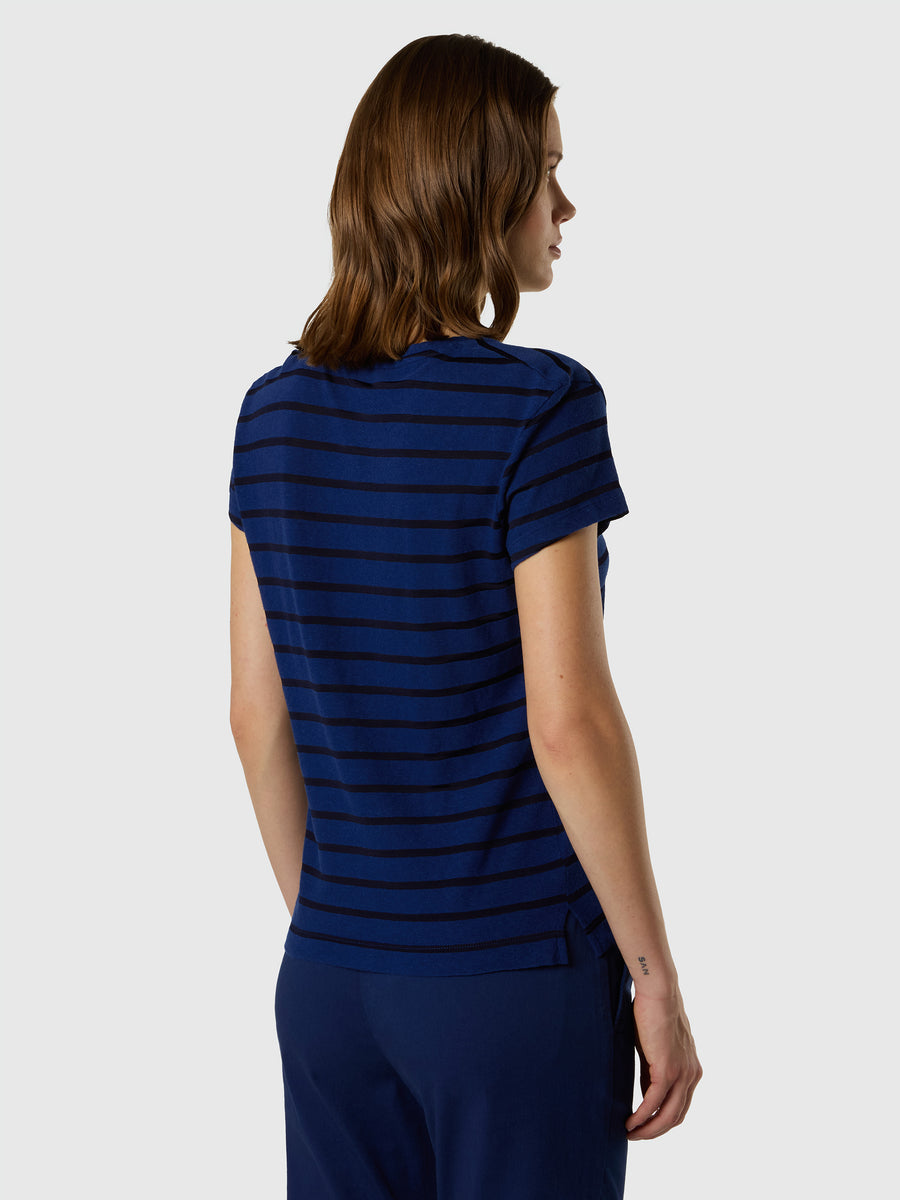 T-shirt a righe fiammata
