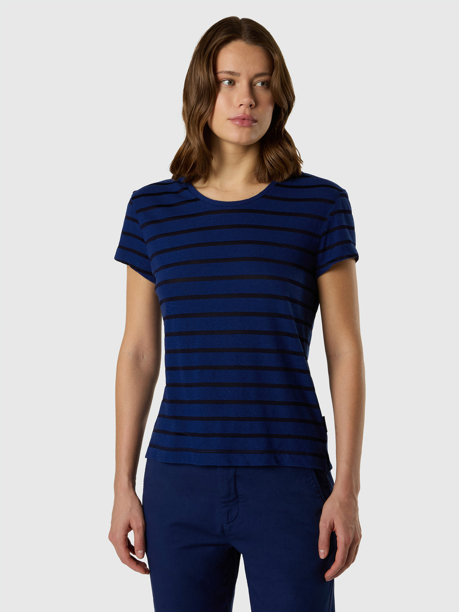 T-shirt a righe fiammata
