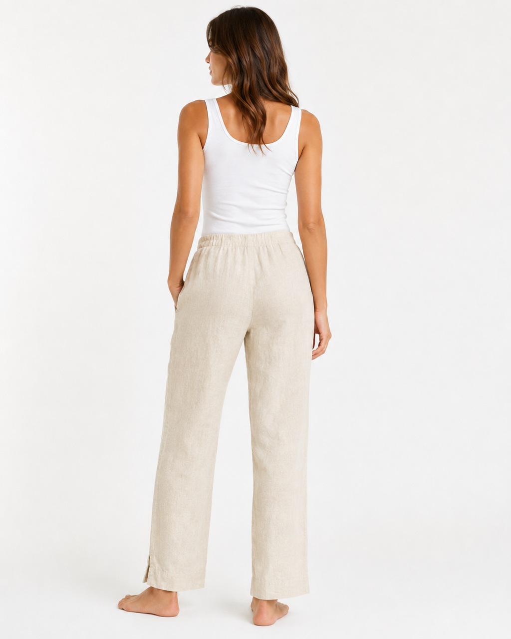 WIDE LEG PANT W/ELASTIC LONG TROUSER