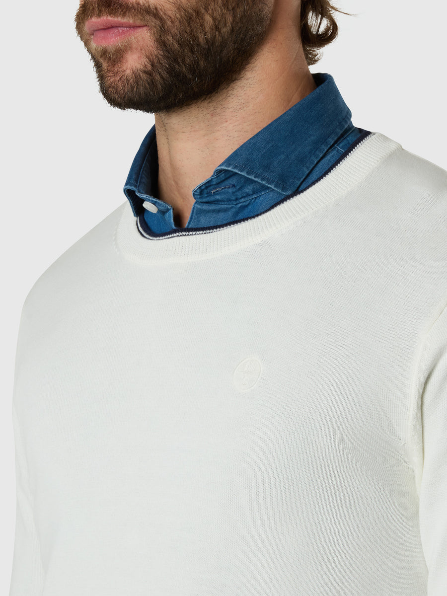 Maglione girocollo con logo tono su tono