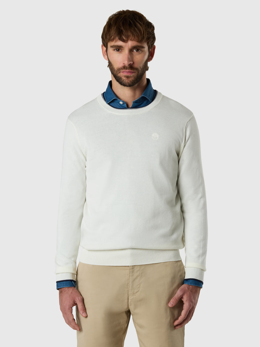 Maglione girocollo con logo tono su tono