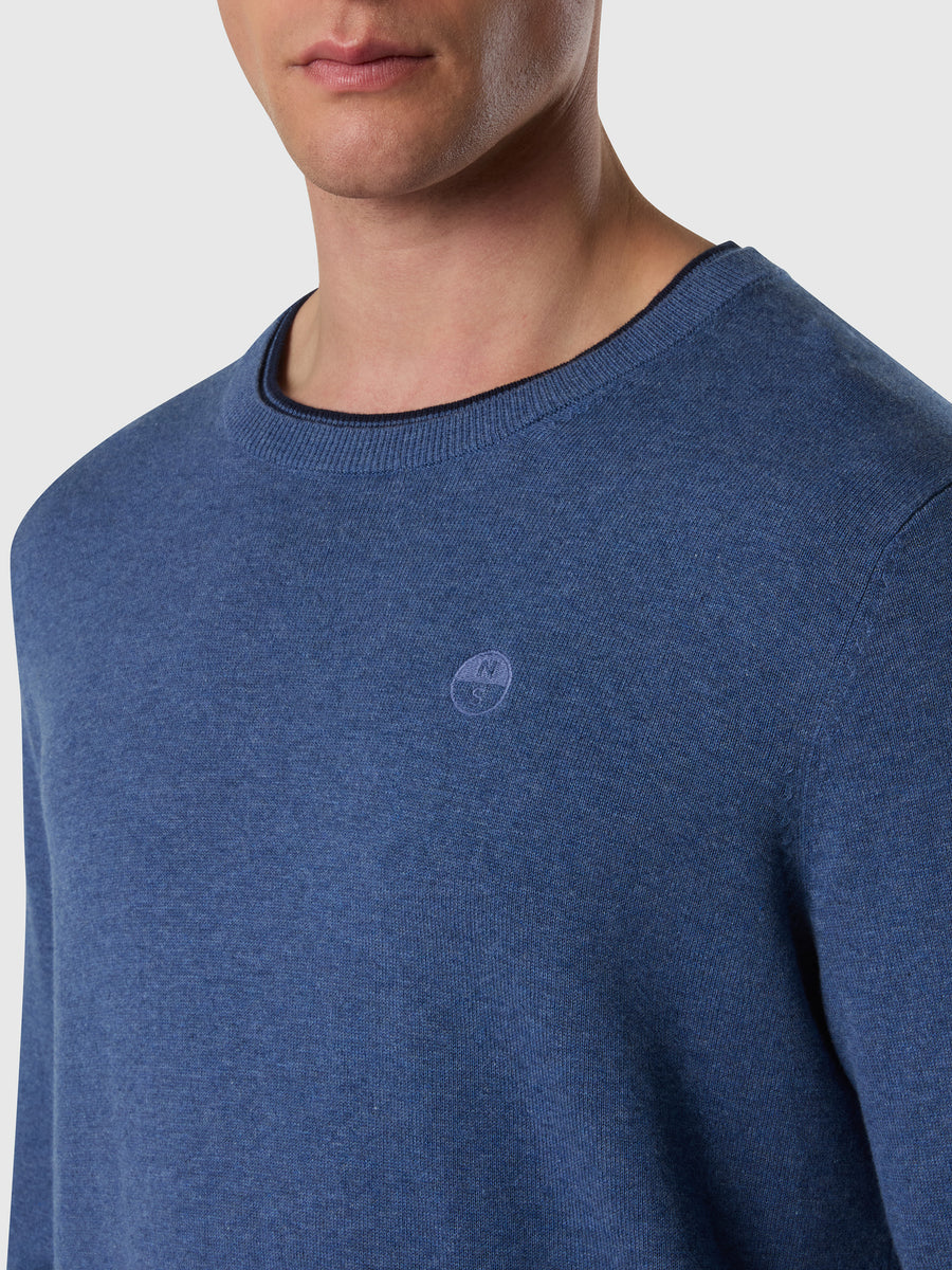 Maglione girocollo con logo tono su tono