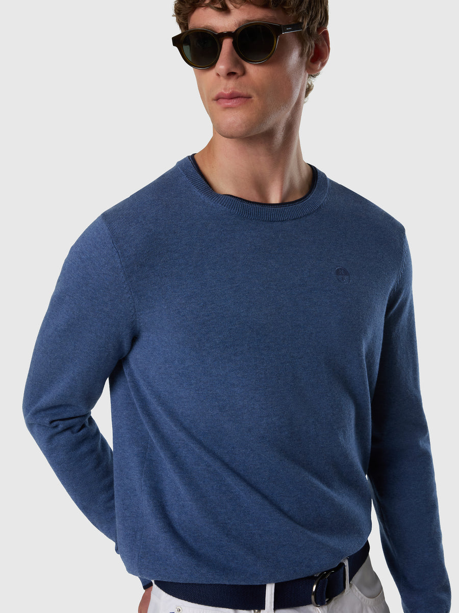 Maglione girocollo con logo tono su tono